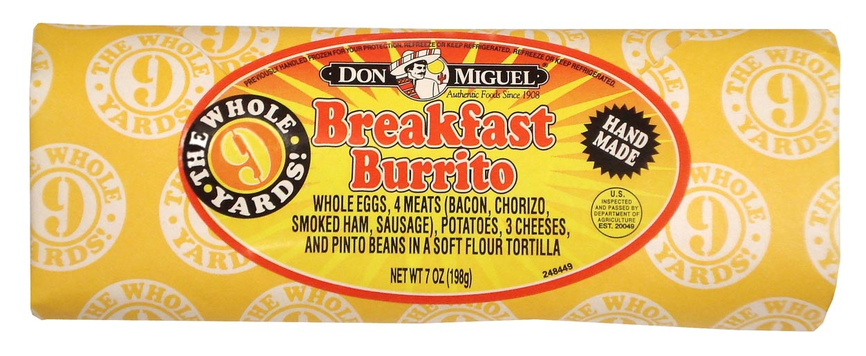 Don Miguel Whole 9 Yard Breakfast Burrito, 7 Ounce -- 12 per case.