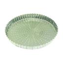 Gobel Tin Plate Perforated Fluted Tart Mold with Fixed Bottom, 10.6 inch Dia x 1 inch Height