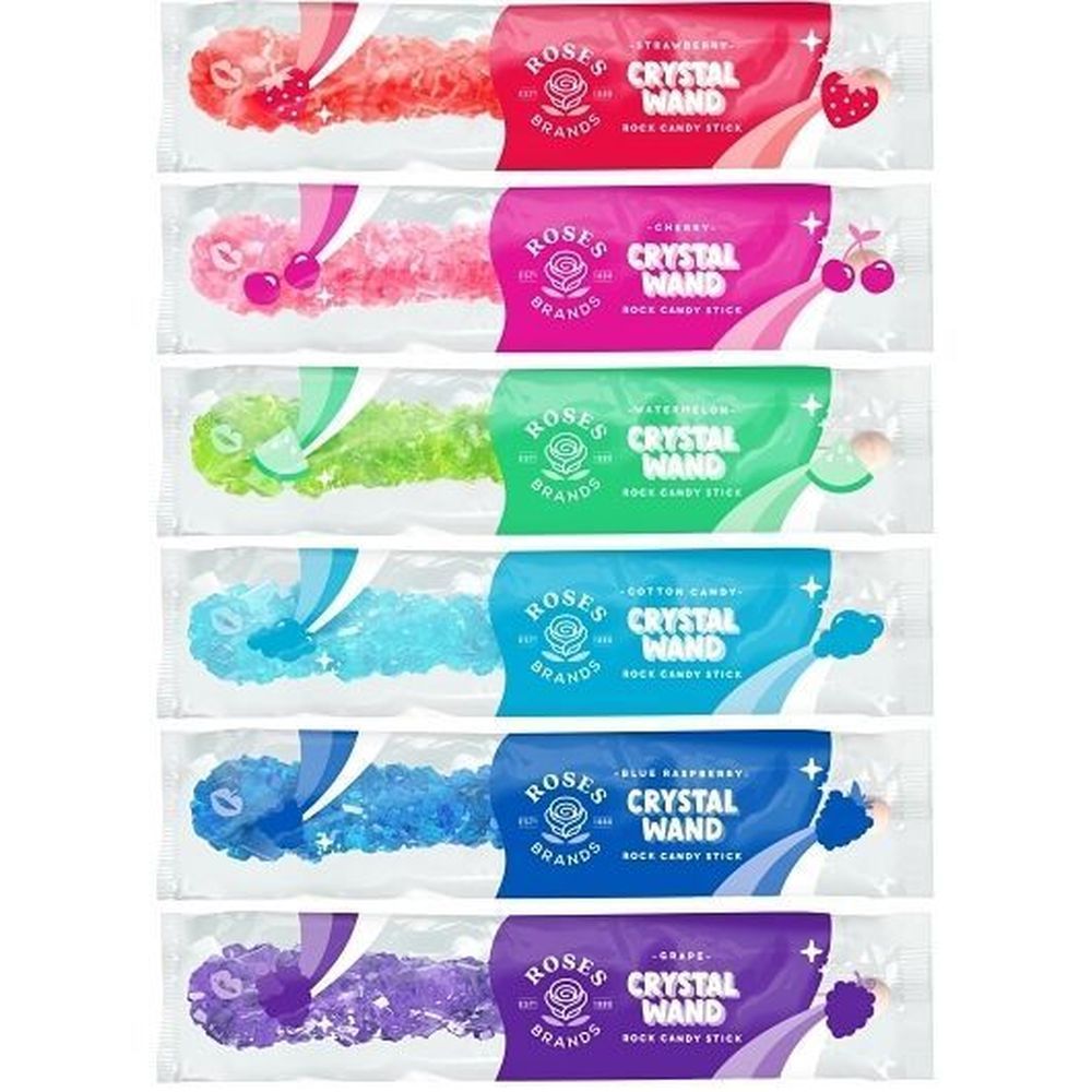 Roses Brands Rock Candy Crystal Wands, Display, 18 Count -- 4 Per Case