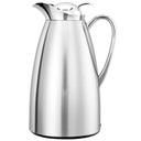 Service Ideas Classy Polished Finish Glass Vacuum Insulated Carafe with Push Button, 1 Liter Capacity