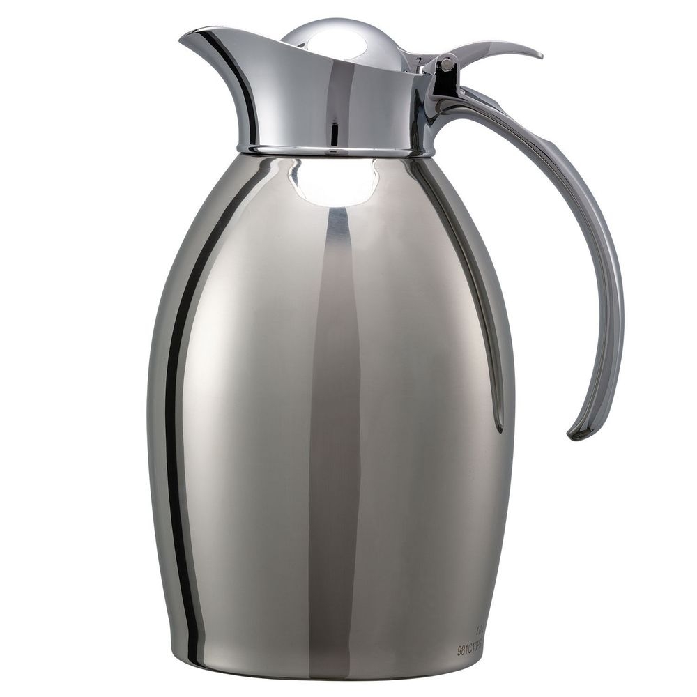 Service Ideas Nicollet Series 18/8 Stainless Steel Polished Finish Vacuum Insulated Carafe with Flip Top, 1 Liter Capacity
