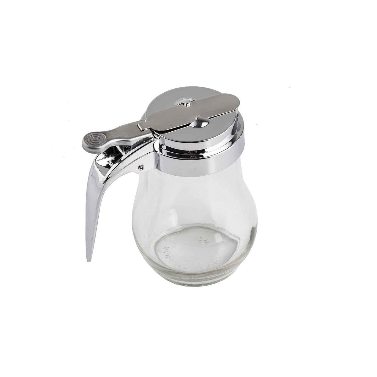 Tablecraft Chrome Metal Top Teardrop Glass Syrup Dispenser, 6 Ounce Capacity -- 12 Per Case