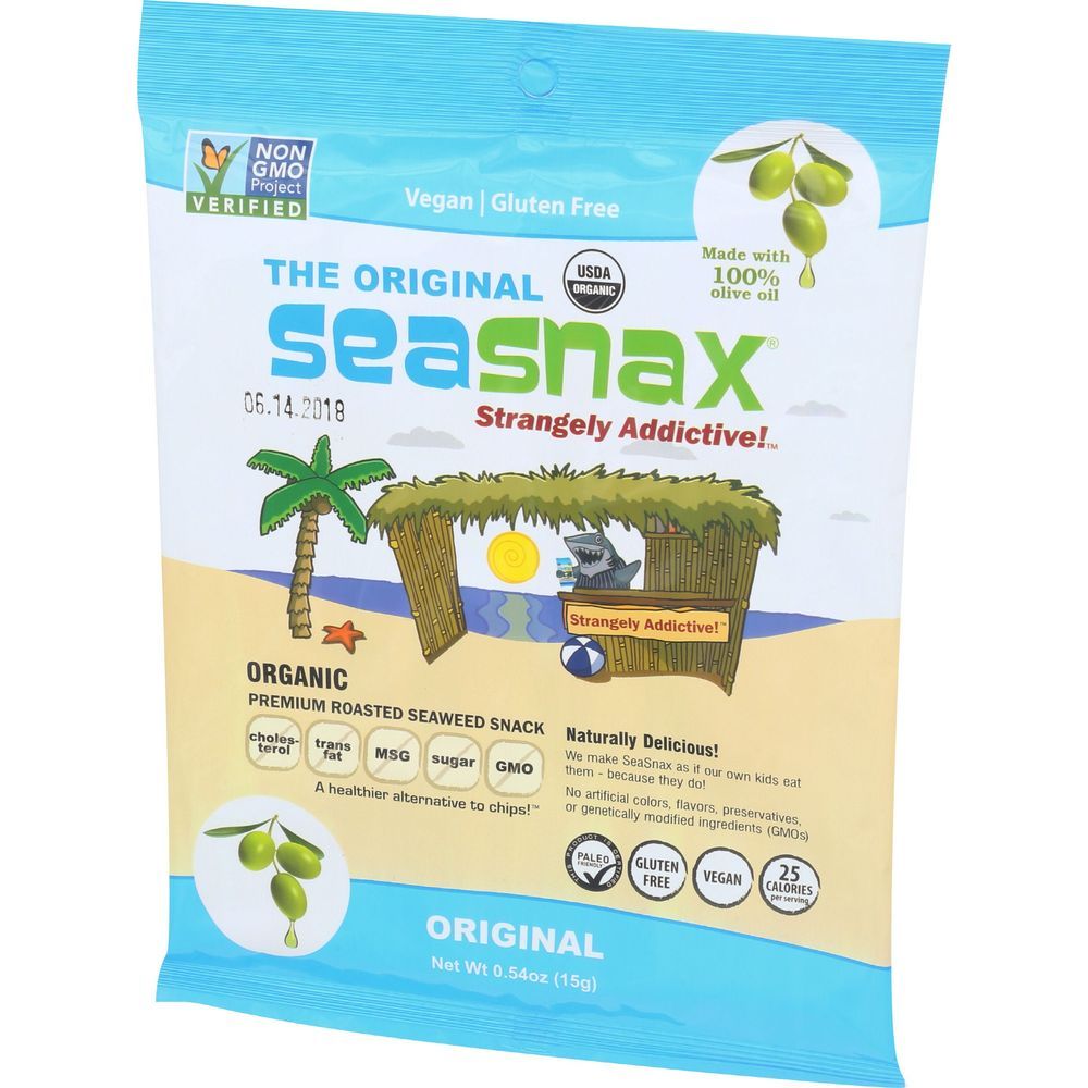 Seasnax Organic Premium Roasted Seaweed Snack, 0.54 Ounce -- 16 Per Case