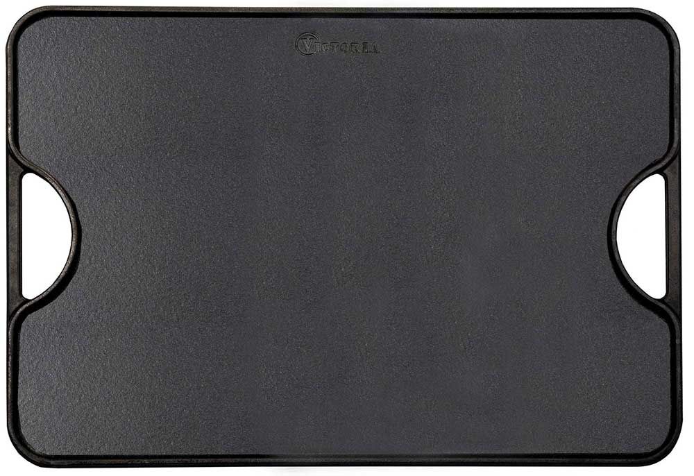 Victoria Large Rectangular Reversible Solid Cast Iron Griddle, 20 X 14 Inch