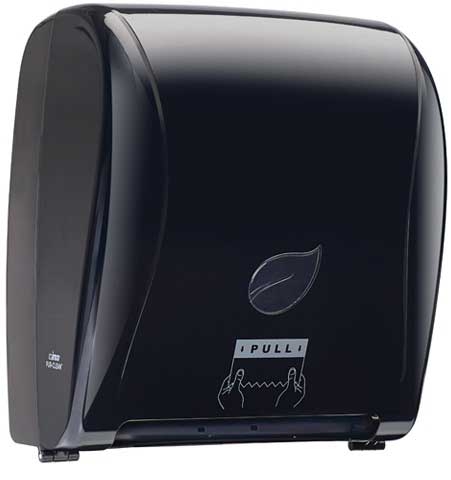 Winco Pur-Clean Black Auto Cut Roll Towel Dispenser -- 3 per case