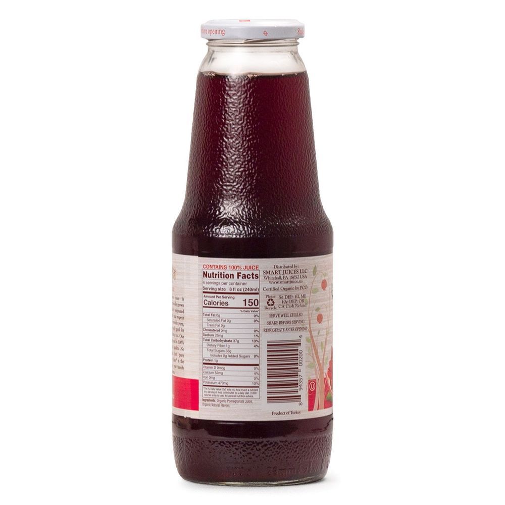 Smart Juice Organic 100 Percent Pomegranate Juice, 33.8 Fluid Ounce -- 6 Per Case