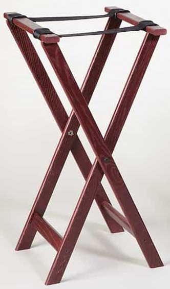American Metalcraft Mahogany Finish Wood Tray Stand, 31 inch