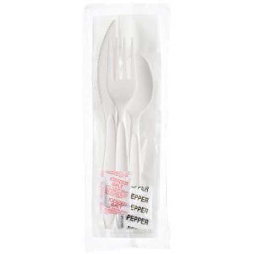 Solo Reliance White Polystyrene Medium Cutlery Kit -- 250 Per Case