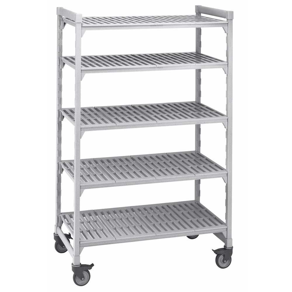 Cambro Camshelving Premium Speckled Gray Polypropylene 5 Vented Shelf Mobile Starter Unit, 21 X 48 X 67 Inch