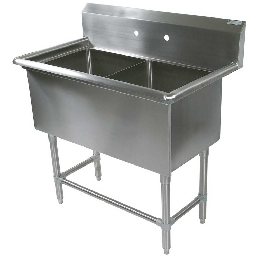 John Boos 16 Gauge Stainless Steel Two Bowl Sink Without Drainboard, 41 1/8 X 23 1/2 Inch