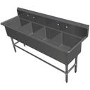 John Boos 16 Gauge Stainless Steel Four Bowl Sink without Drainboard, 77 1/8 x 29 1/2 inch.