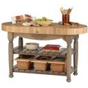 John Boos Maple Cream Finish Useful Gray Stain Base Harvest Table, 60 x 30 x 4 inch.