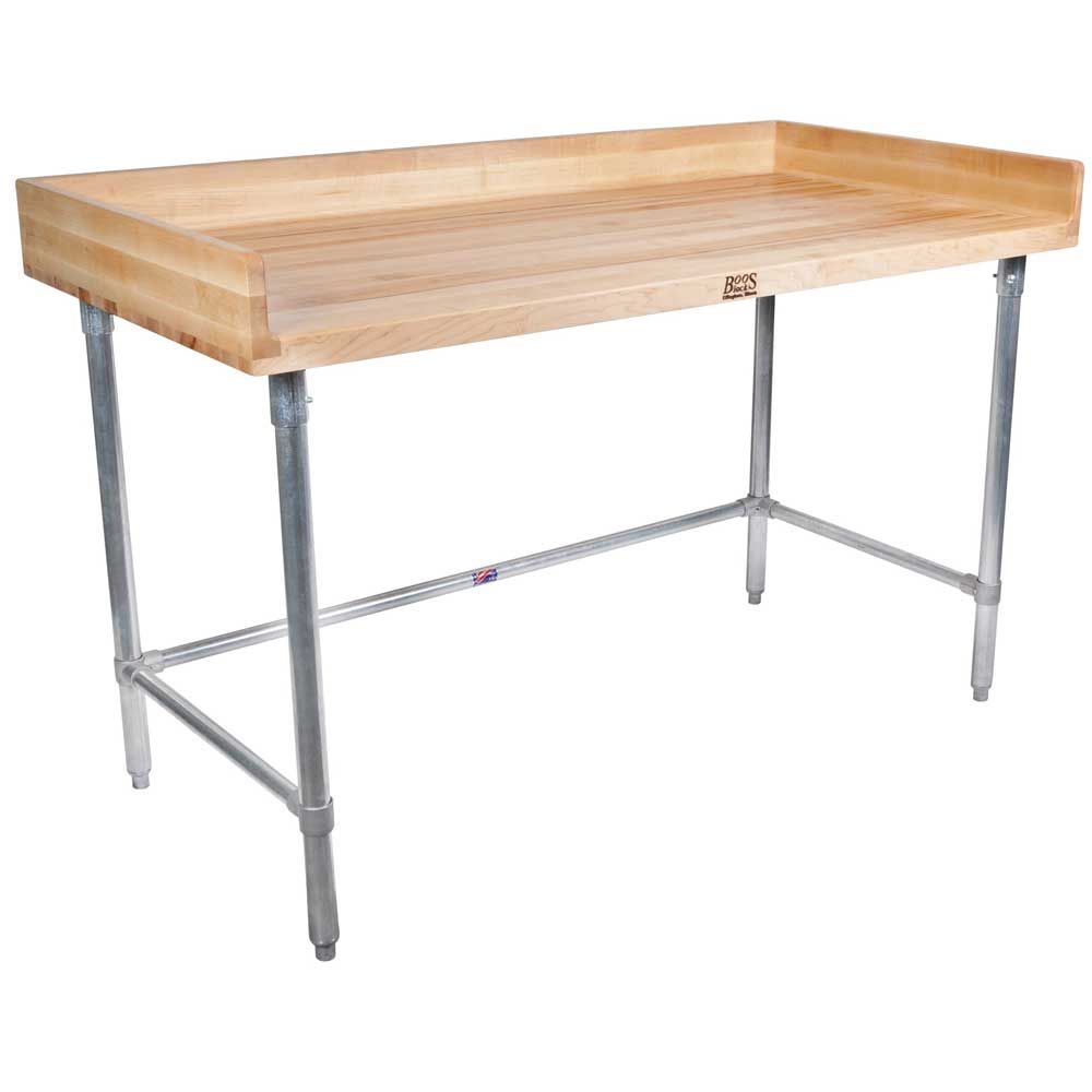 John Boos Maple Oil Finish Top Work Table With 4 Inch High Coved Riser, 48 X 24 X 1 3/4 Inch