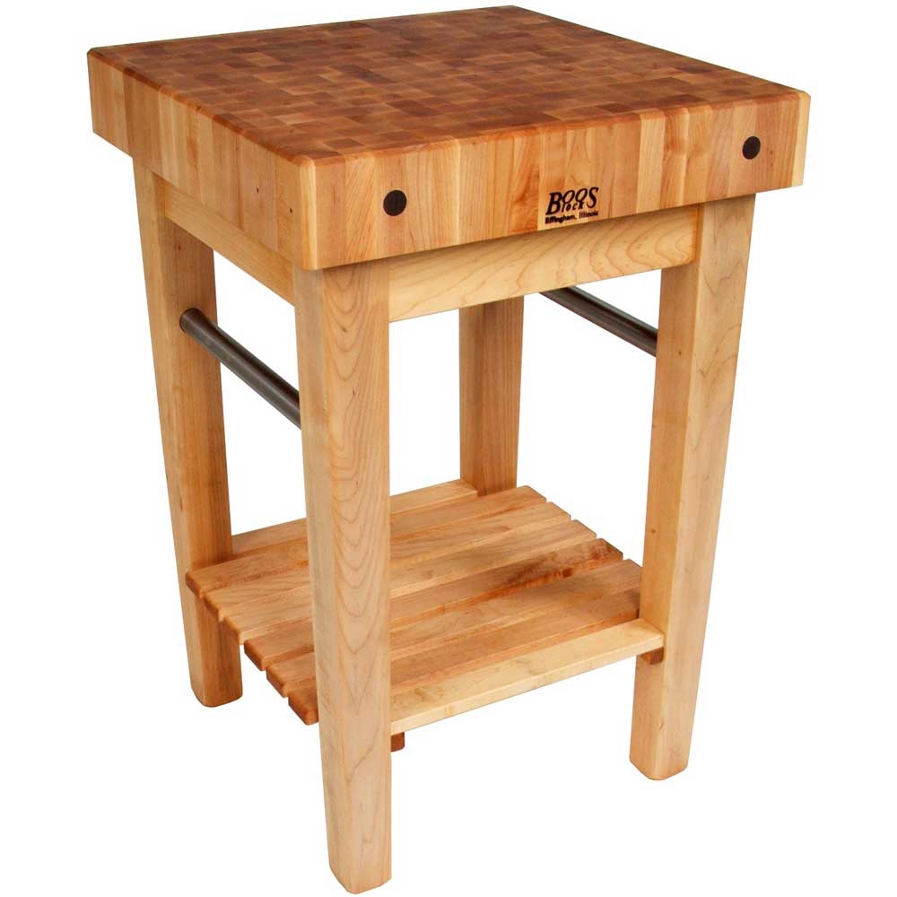 John Boos Cream Finish Maple Pro Prep Block with Stainless Steel Towel Bar, 24 x 24 x 4 inch.