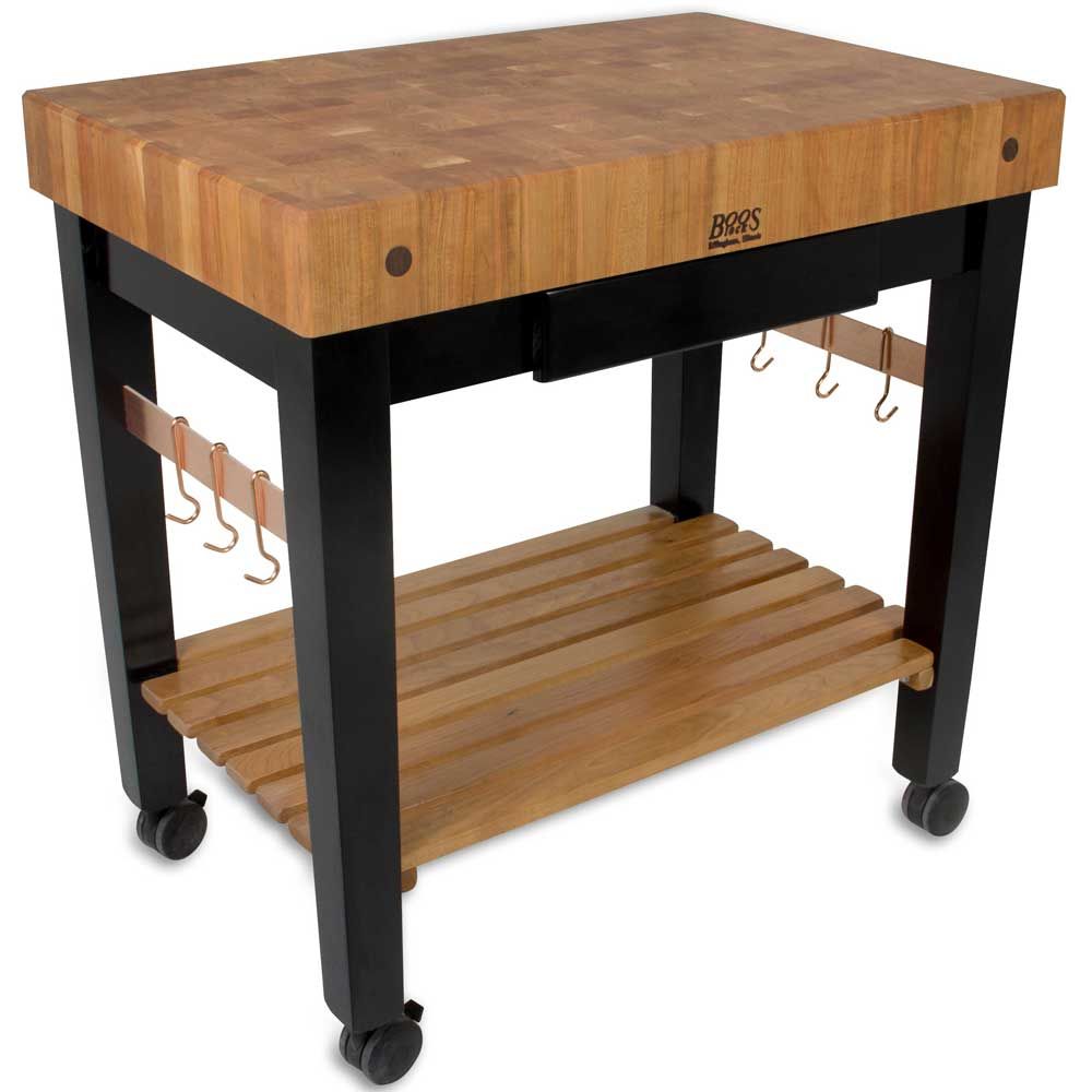 John Boos Cherry Pro Prep Block With Casters And Drawer, 30 X 24 X 4 Inch