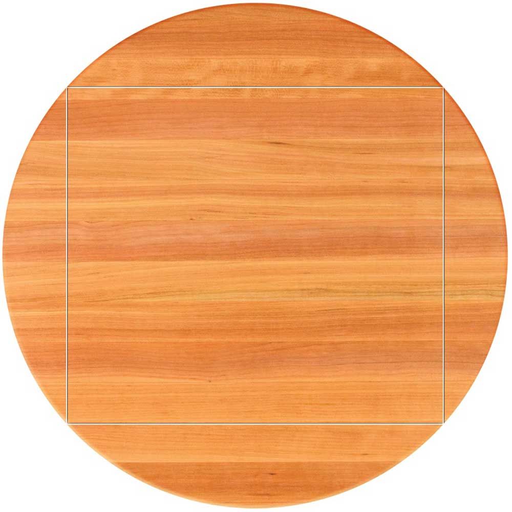 John Boos Tuff Var Finish Four Corner Drop Leaf Cherry Butcher Block Top, 52 Inch Dia