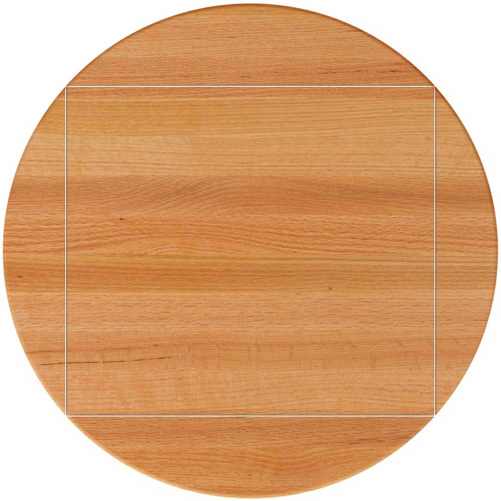 John Boos Tuff Var Finish Four Corner Drop Leaf Red Oak Butcher Block Top, 52 Inch Dia