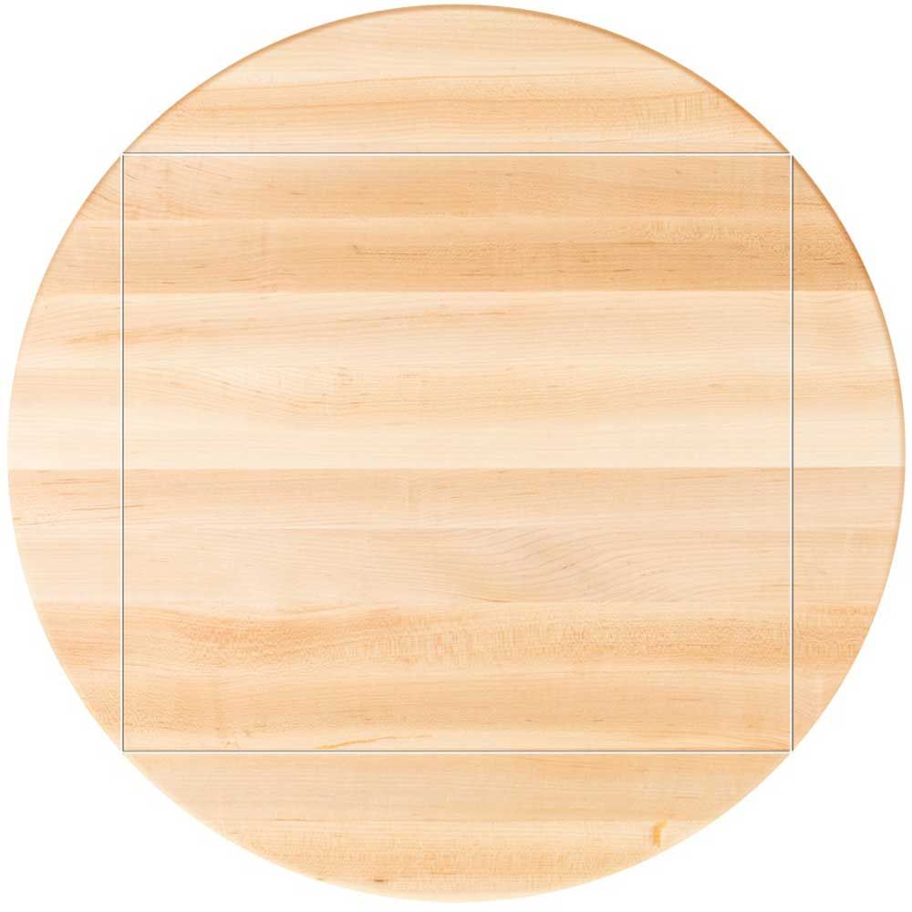 John Boos Tuff Var Finish Four Corner Drop Leaf Soft Maple Butcher Block Top, 52 Inch Dia