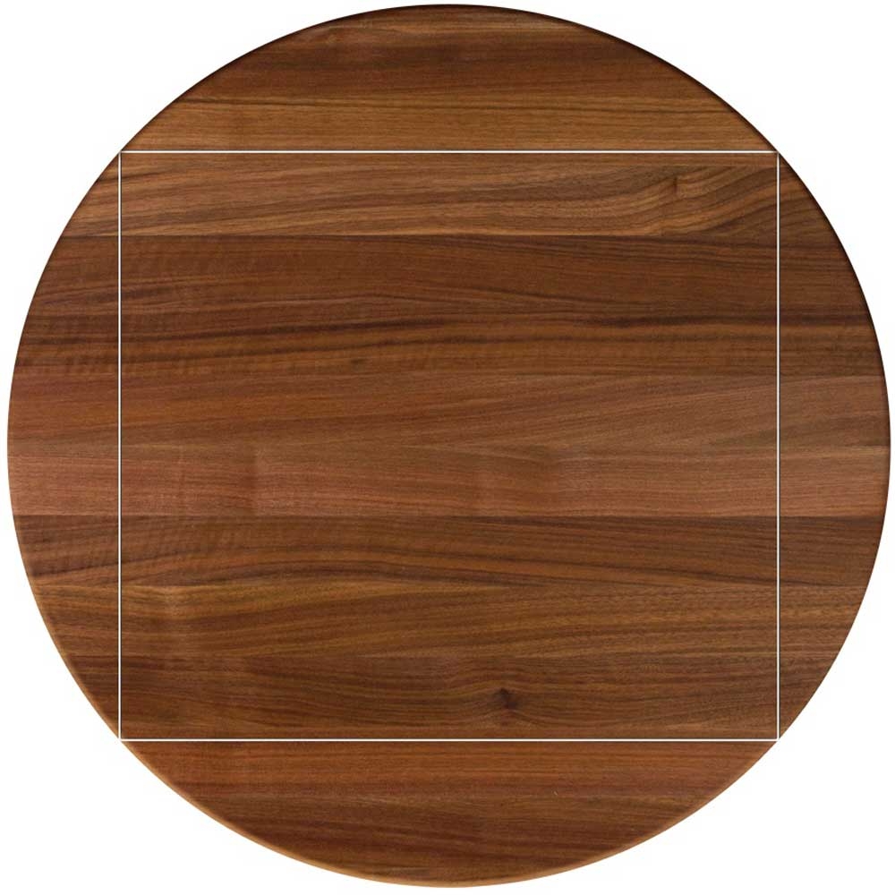 John Boos Tuff Var Finish Four Corner Drop Leaf Walnut Butcher Block Top, 52 inch Dia.