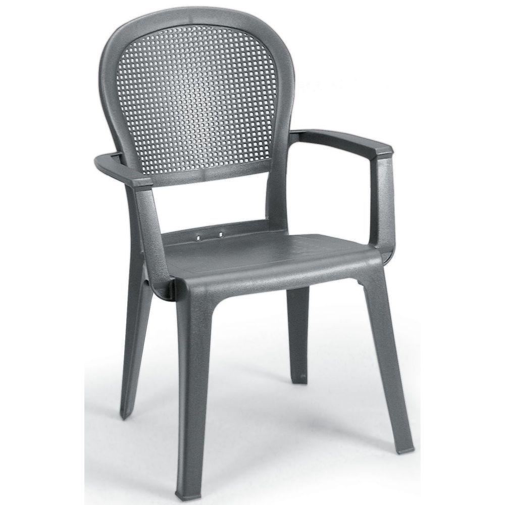 Grosfillex Seville Charcoal Highback Armchair -- 16 Per Case