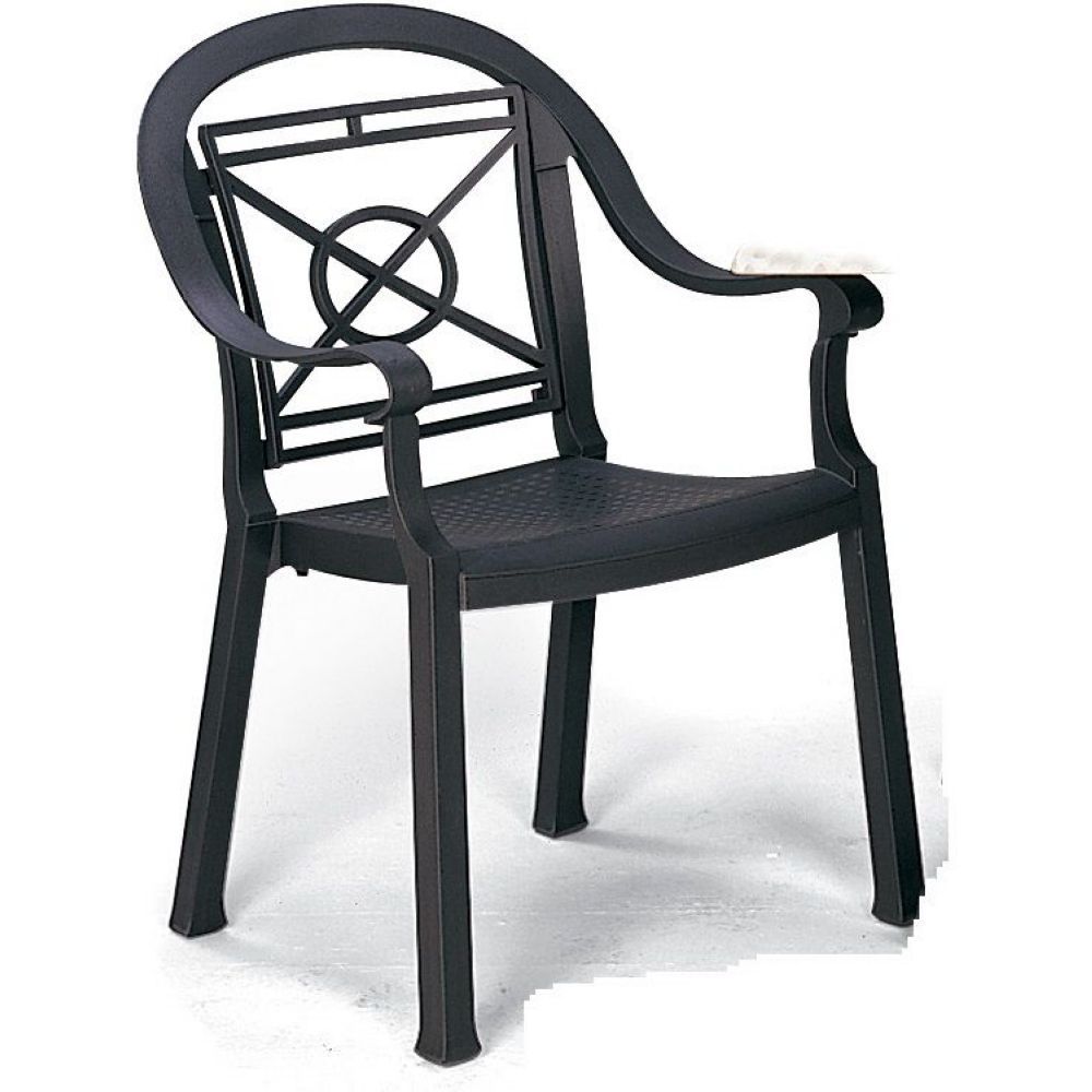 Grosfillex Victoria Charcoal Classic Stacking Dining Armchair -- 12 Per Case