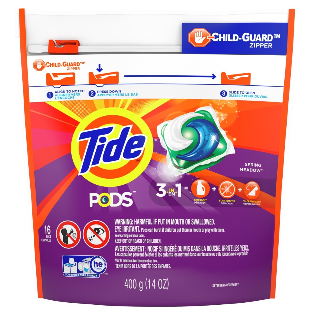 Tide Pods Spring Meadow Laundry Detergent Liquid, 16 count per pack -- 6 per case.