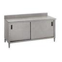 Stainless Steel 5 inch Splash Enclosed Base Work Table With Slide Door, 24X48 inch.