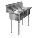 Aero 18 Gauge 304 Stainless Three Compartment NSF Sink, 23.5 x 57 x 24 inch.