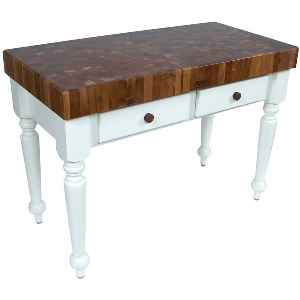 John Boos Black Base Rustica Walnut End Grain Top Table, 48 X 24 X 4 Inch