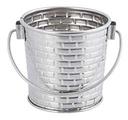 Tablecraft Brickhouse Collection Stainless Steel with Embossed Brick Pattern Small Round Pail with Handle, 9 Ounce Capacity