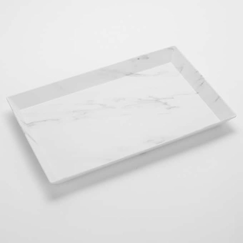American Metalcraft White Marble Melamine Rectangle Platter, 18 X 8-1/4 X 2 Inch