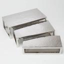 American Metalcraft Rectangular Hammered Stainless Steel Frame 3 Piece Riser Set with Solid Top -- 1 set