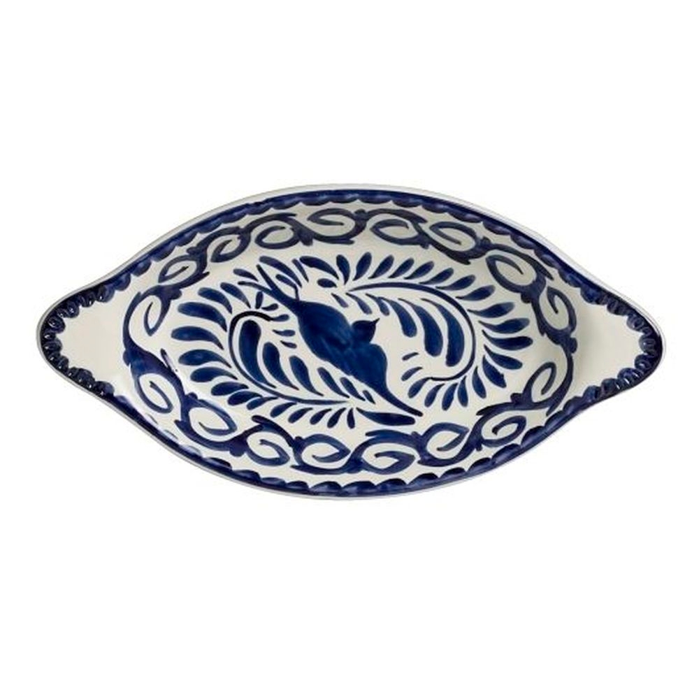 Puebla Alumina Vitrified 12.0 Ounce Blue Oval Rarebit, 12 count