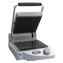 Cadco Stainless Single Glass Ceramic Panini-Clamshell Grill, 13 x 7x 18 inch.