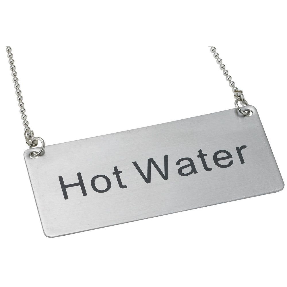 Winco Stainless Steel Hot Water Hanging Chain Sign, 3 1/2 X 1 3/4 Inch -- 12 Per Case